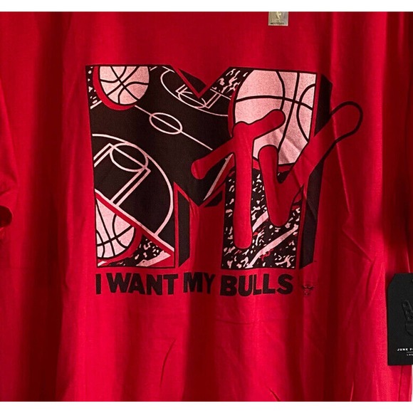 NBA Chicago Bulls Junk Food MTV Red Mens Large Graphic T-Shirt NWT - Picture 2 of 4